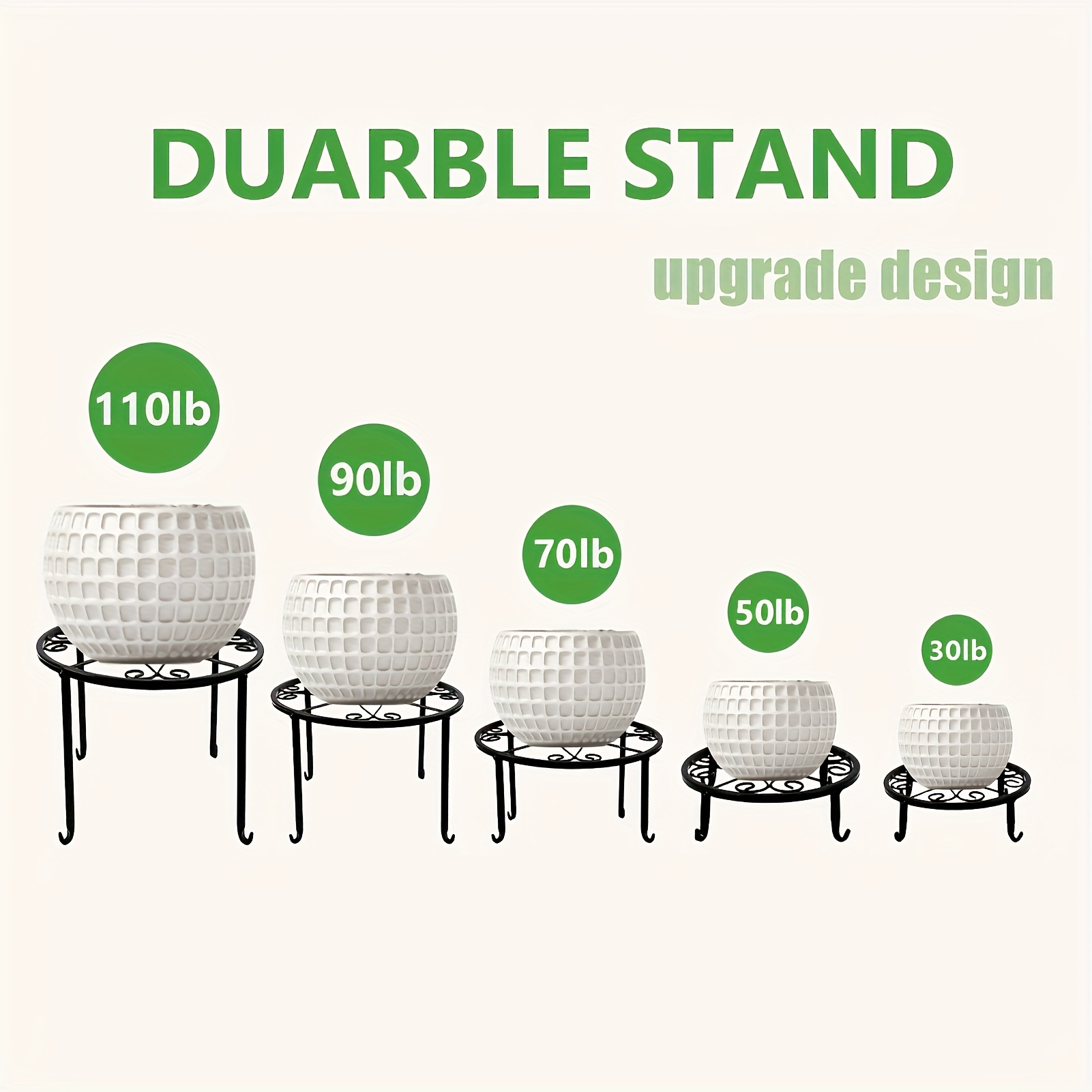Image of Durable Plant Holder: Set Of 7 Metal Iron Stands For Indoor And Outdoor Applications - Movable Iron Flower Pot Holders, Outdoor Plant Holders, Indoor Floor Plant Holders, Ideal For Gardens