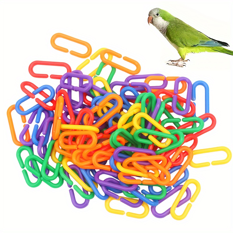 

110-piece Bird Toy Set - Diy Chain Links For Parrot Play & Exercise, Durable Plastic Bird Cage Accessories Bird Toys