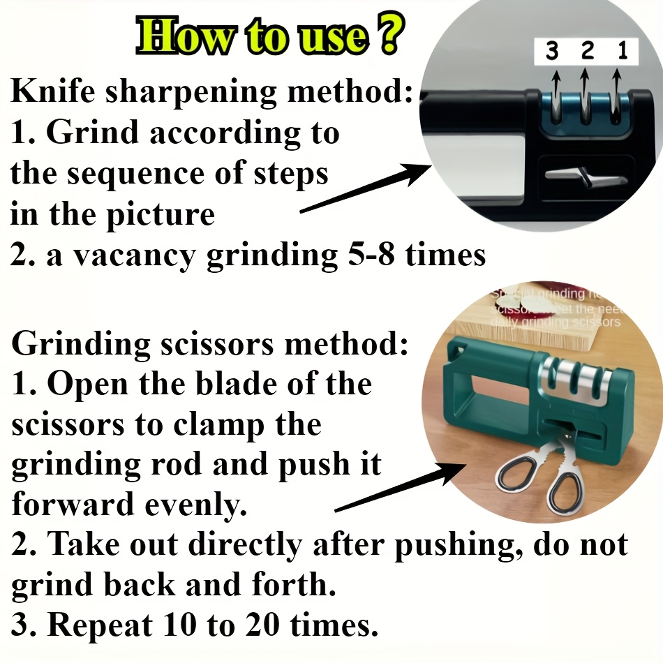 1pc Four-in-one Diamond Knife Sharpener, Multi-functional Manual Quick Sharpening Tool for Kitchen Knives and Scissors, Household Blade Opener, Ideal Christmas Gift, Kitchen Sharpening Tool|Modern Kitchen Tool|Durable Sharpening Ston