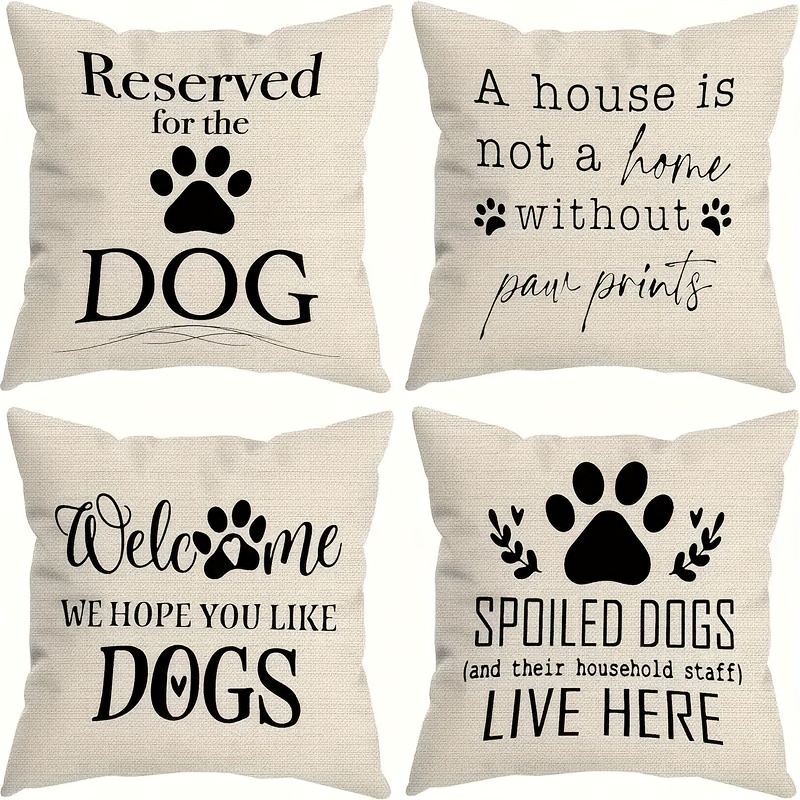 

4- , Contemporary , Assorted Dog- , Linen Cushion , Sofa & Bed Decor, 16x16, 18x18, Inserts,