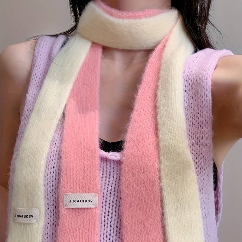 

Y2k Style Long Knit Scarf - Soft - Fall/winter - Hand Wash Or - Suitable For - Warm, Decorative, And Wind-resistant - Made With Polyester Fiber