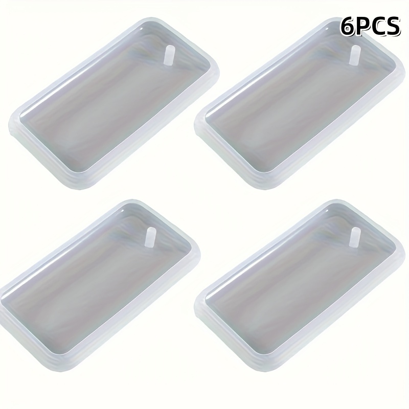 E-shop 6 Stück perforierte rechteckige Schlüsselanhänger Silikonform - transparente Epoxidharz-Gießform, geeignet für DIY-Bastelarbeiten, Hundemarken