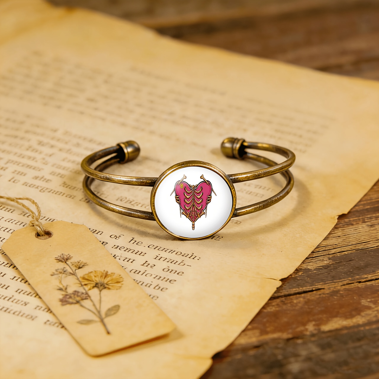 Antique Cyan Double-Layer Adjustable Open Bangle, Unique Design