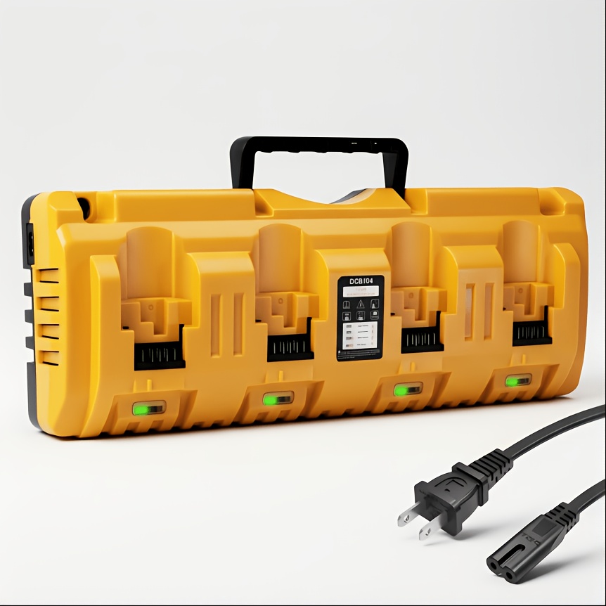 TEMU 4-port Fast Charger Replacement For Dcb104, Compatible With 12v/20v Max Lithium Batteries Dcb124 Dcb126 Dcb200 Dcb206, Multi-battery Charging