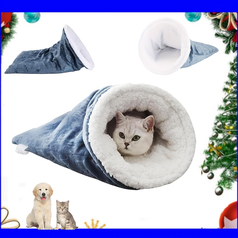 

Warm Cat Sleeping Bag, Universal Soft Plush Large For Winter Cosy Cat Bed Cave 360°wrap Comfortable Pet Sack For Cats Up To 16kg