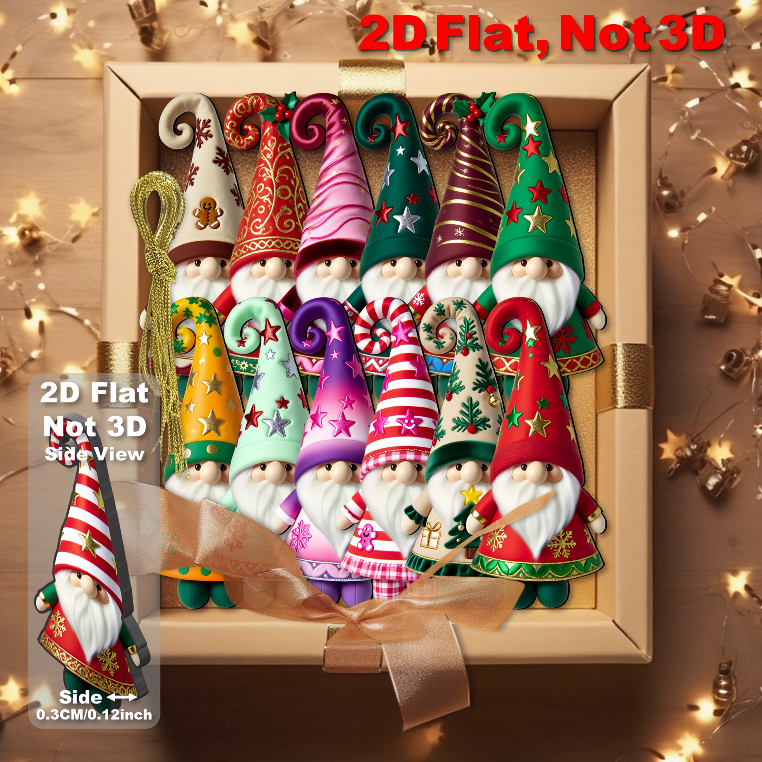 TEMU 2d Flat - [2d Flat] 12pcs/18pcs Colorful Christmas Gnome Ornaments, 3.94inch Wooden Pendants, Gifts Tags, Christmas, New Year, Carniva Gifts,