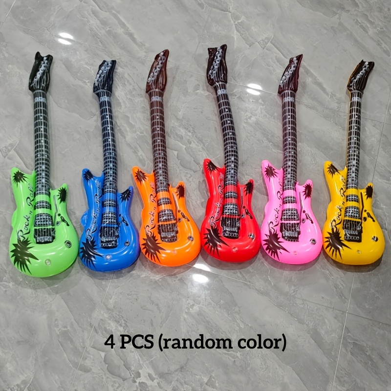 TEMU Lot de 4 guitares gonflables (55 cm/21,6 po), décoration de fête rock, accessoires de guitare gonflables, accessoires de mariage et de