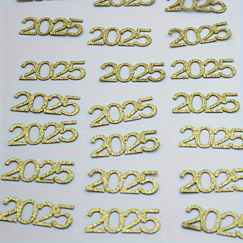 

/50pcs 2025 New Year Confetti Golden Glitter Paper Table Decorations, Non-electric, Featherless, For New Year's Eve Party Holiday Decor