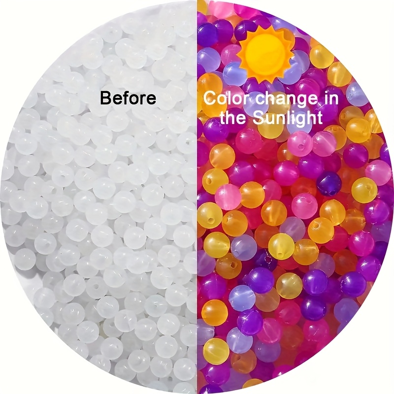 TEMU 300pcs 8mm Reactive Color-changing Acrylic Beads - Sunlight Sensitive Gradient Round Beads For Making, Bracelets, Necklaces & Crafts Vacation Supplies With, Spacer Beads For Jewelry Making