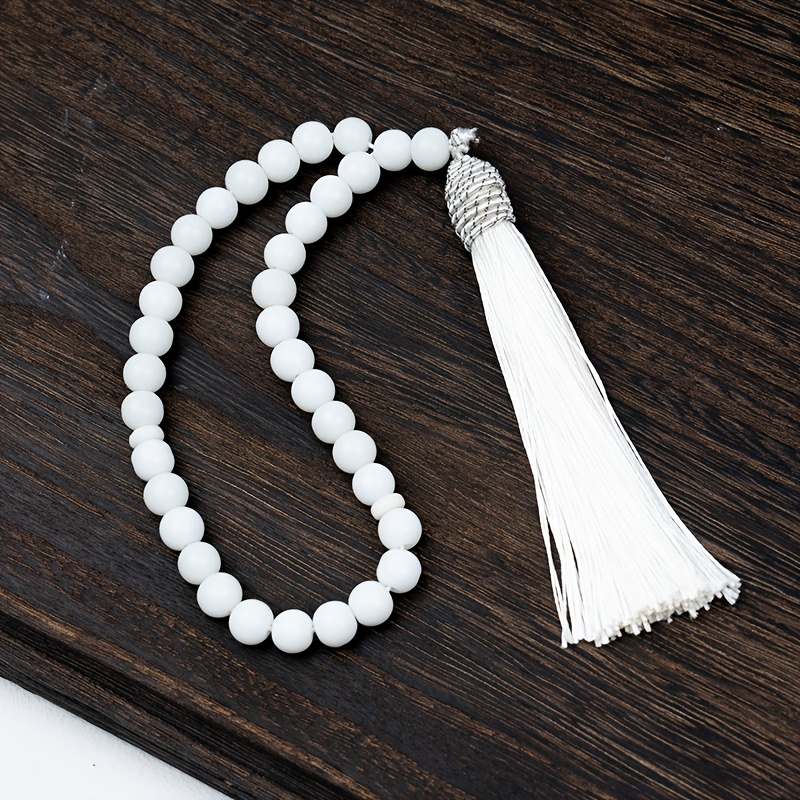 6-color Bead Bracelet 6pcs/1pc Tasbih 33pcs 8mm Glass Round Beads Bracelet With Tassel, With 2pcs Decorative Beads, Suitable For Daily And Ramadan Festival And Decoration