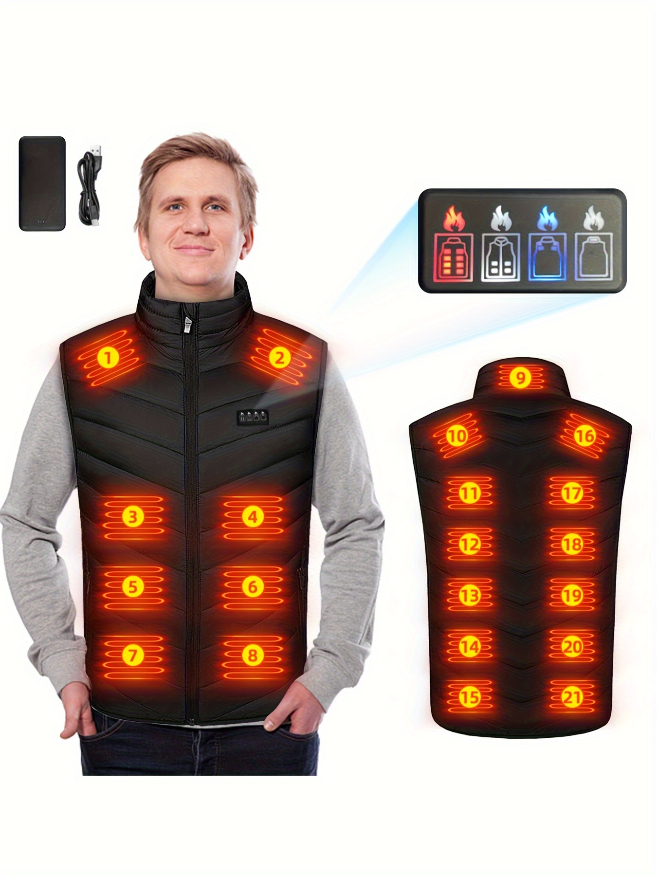 Heated Vest Usb Electric Heating Vests 9 Heating Zones - Temu