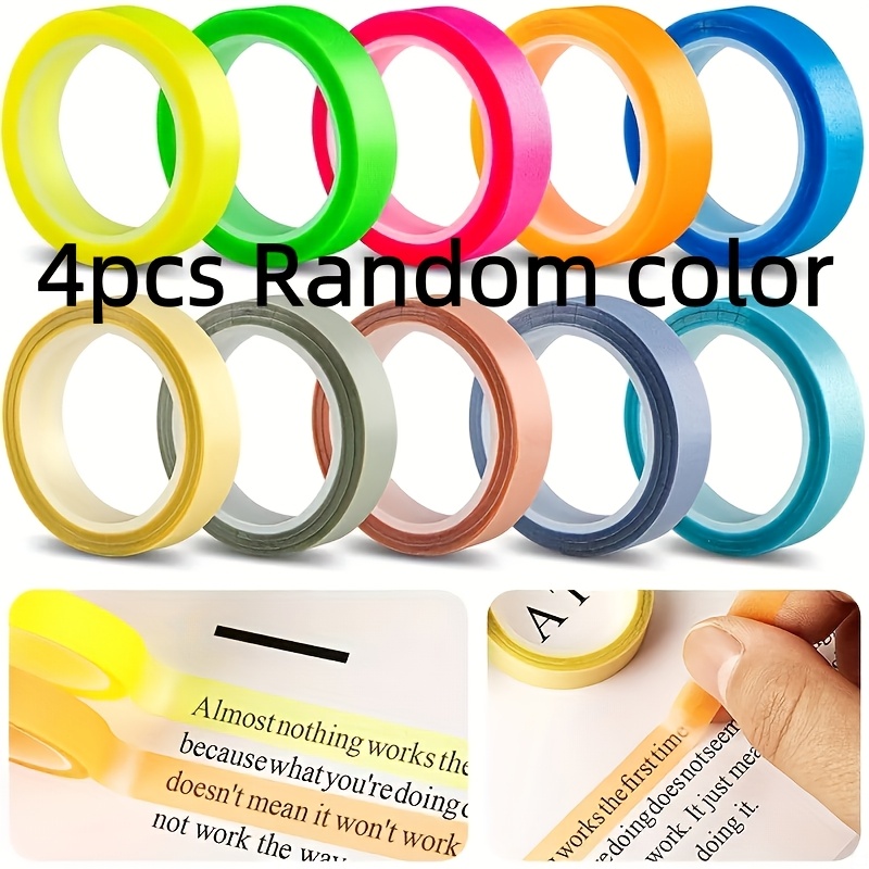 TEMU 4 unidades aleatorios, pegatinas de índice , texto semitransparente que no obstruye, codificación de clasificación multicolor fluorescente,