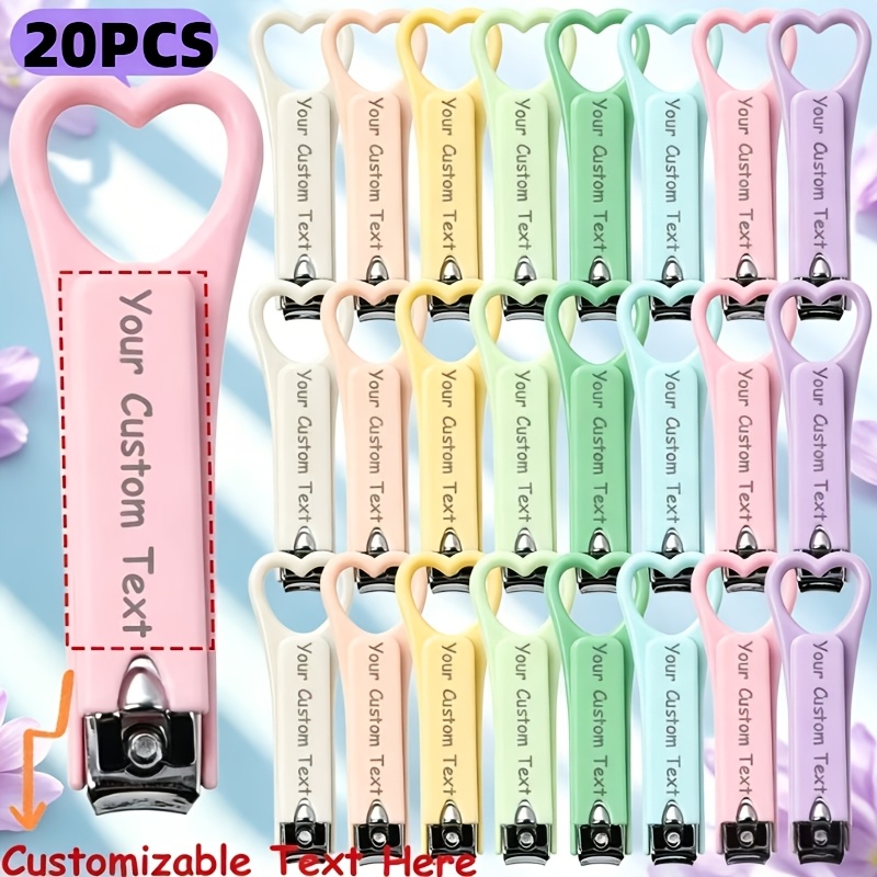 TEMU Tagliaunghie da 20 pezzi con logo/testo personalizzabile, tagliaunghie a larga, tagliaunghie affilati ad grande, tagliaunghie solidi,