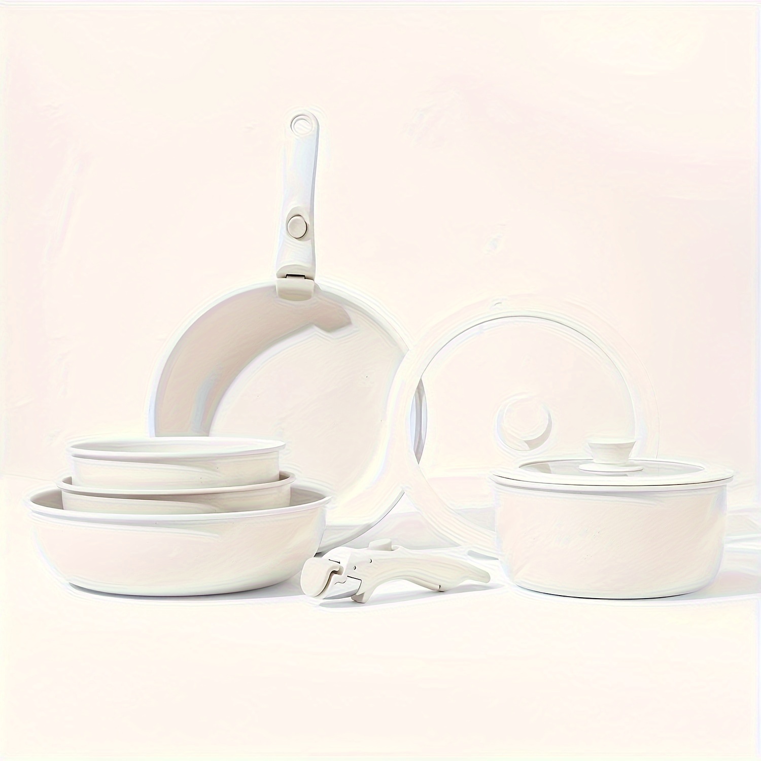 

Ensemble de cuisine en aluminium de 9 pièces amovible, ensemble de poêles et de casseroles anti-adhésives avec poêle, sauteuse et pot à soupe, lavable en machine