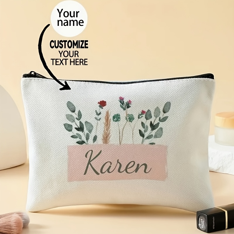 Personalisierte Kosmetiktasche Damen – Mit Namen, 18x9x13 Cm, 4 Fächer, Aus Kordstoff