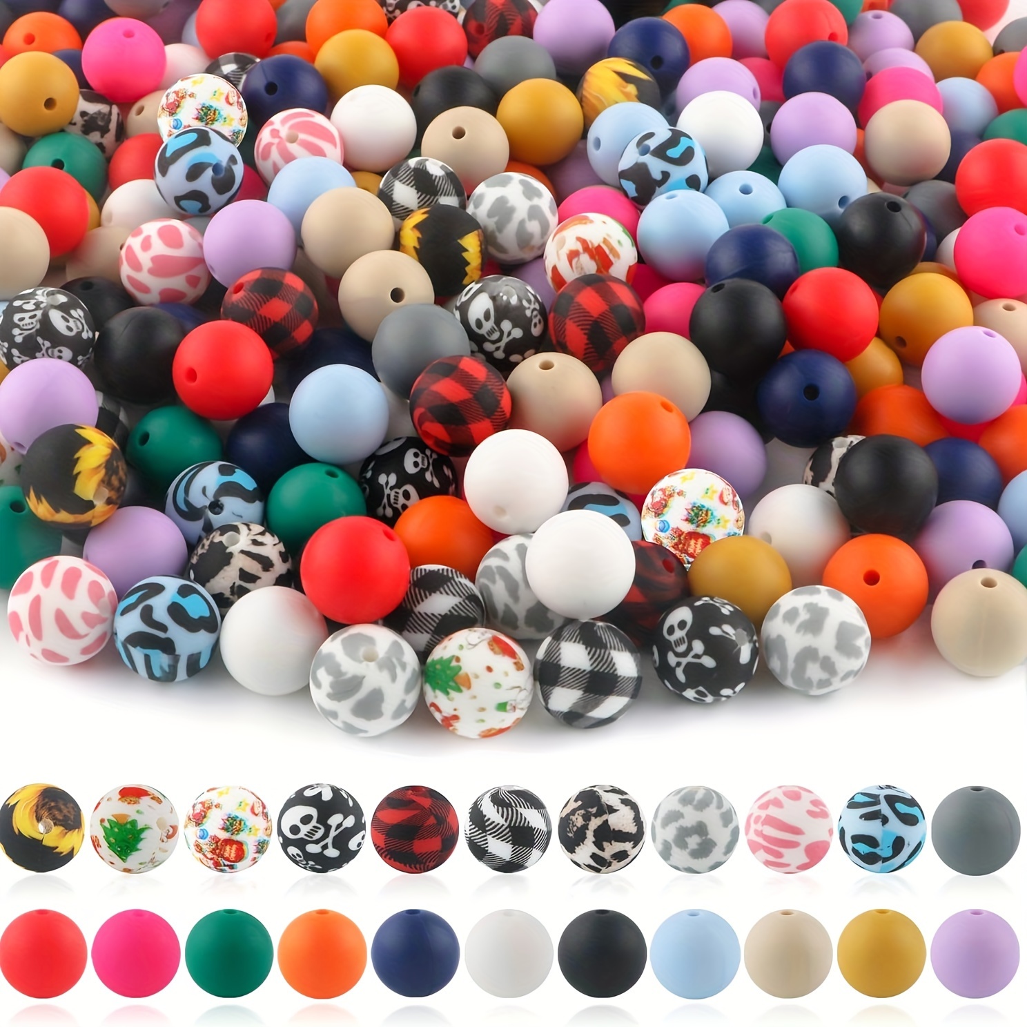 

150pcs Silicone Beads, 15mm Silicone Beads, Silicone Beads For Key Chain Making, Silicone Beads 15mm Bracelet Making Kit And Loose Round Silicone Beads For Pens (popular Colors)