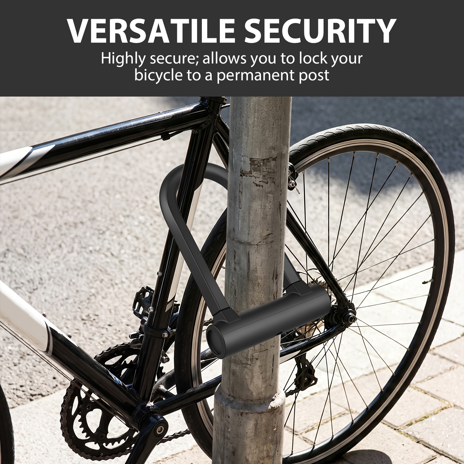 Heavy Duty Bike D Lock with Steel Security Cable & Mounting Bracket