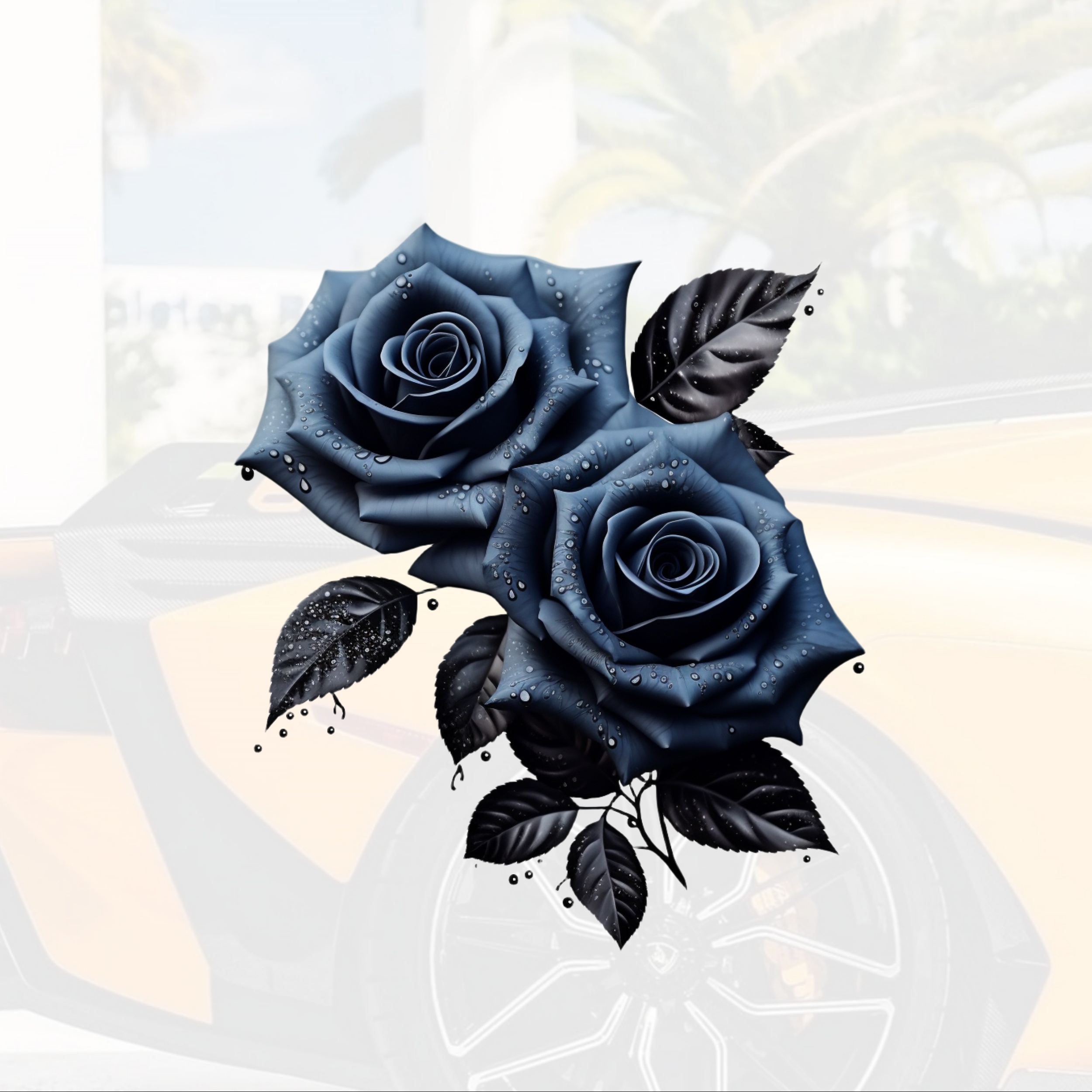 

Blue Rose Sticker, Vinyl Waterproof Sticker, Car Sticker