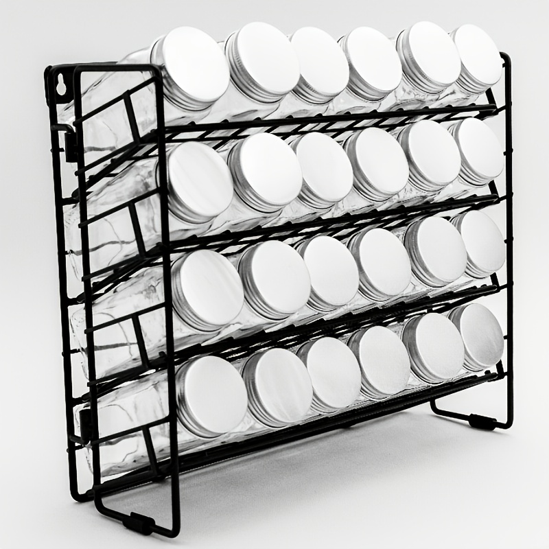 Image of 1pc 4-tier Carbon Steel Integrated Foldable Spice And Seasoning Bottle Storage Rack Wall Mounted Countertop