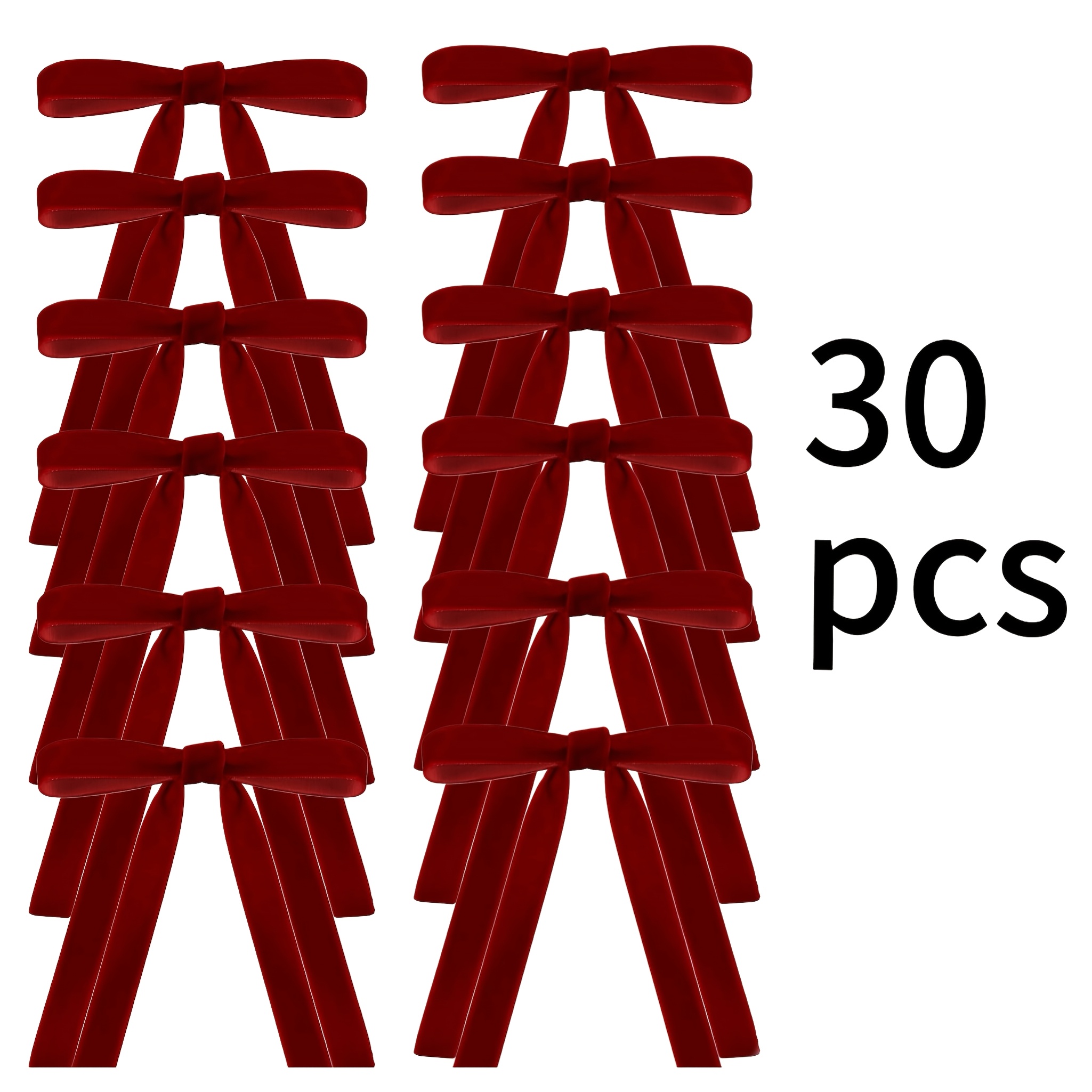 9pcs/ 30pcs/56pcs Velvet Bows For Christmas Tree Decorations, Retro Christmas Bow Decorations, Bow Gift Wrapping, Tables, Wreaths, Fireplace Decorations. Burgundy