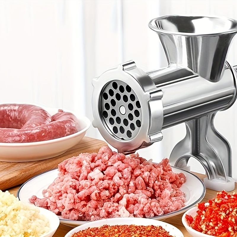 TEMU Manual Meat Grinder - For Sausages & , Stainless Steel Blades, - Aluminum Alloy, Gadget