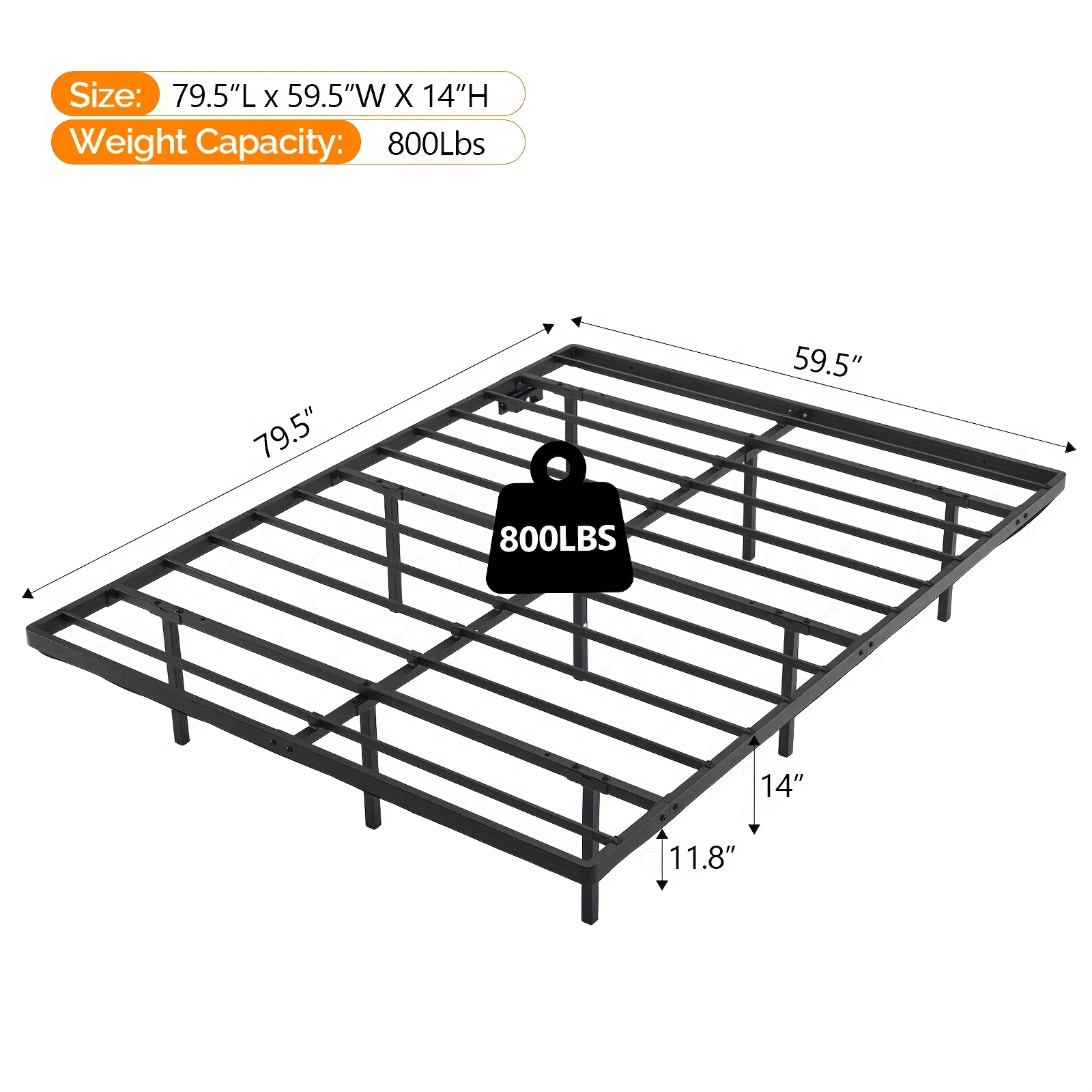TEMU Bonnlo Heavy Duty Metal Bed Frame Platform Support Base With Charging Station And Led Lights, Spring Needed, Matrress Not Included