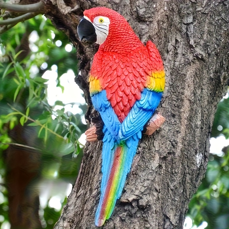 1pc A 12-inch Parrot Statue Designed For Wall Mounting, From Resin For Outdoor Garden Use, Ideal For Decor, Landscape Projects, And Enhancing Courtyard Lawns And Home Aesthetics