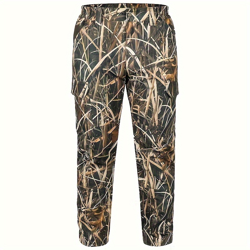 [6 Pockets Water-Resistant Camo Pants] Large Size Camo Hunting Pants For Men Water-Resistant Quiet & Matte Turkey Hunting Camo Pants For Men With 6 Pockets