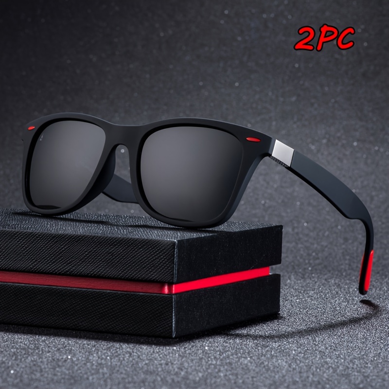 

2pcs Square Polarized Lens For Women Men Anti Glare Sun Shades Glasses For Driving Beach Travel