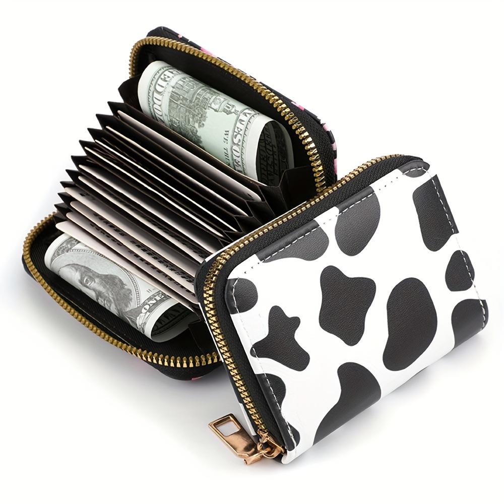 

1pc Cow Print Accordion Mini Wallet, Large Capacity Casual Style Purse, Pu Material Coin Purse With Multiple Card Slots(4.33''x 3.14'')