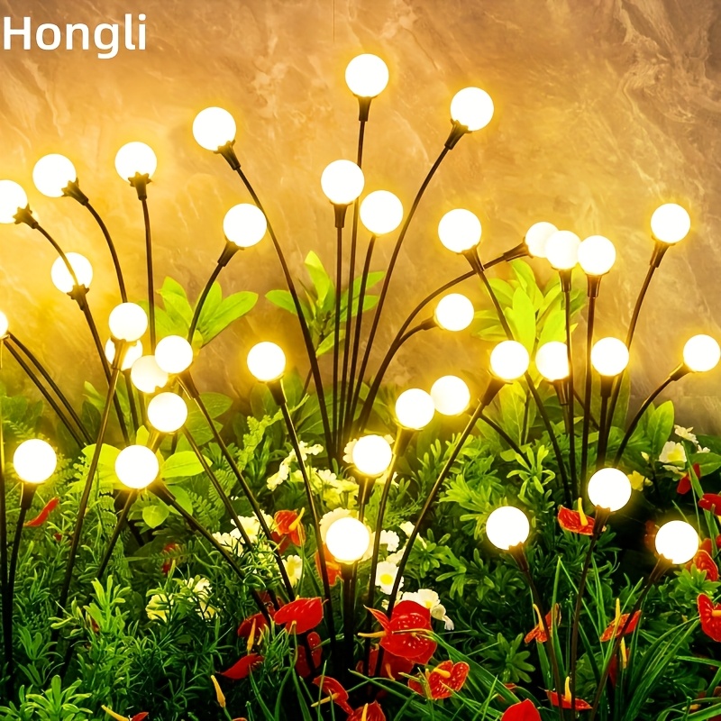 6 solar firefly lawn garden lights, warm white, suitable for Christmas, Thanksgiving, Easter gifts, Halloween gifts