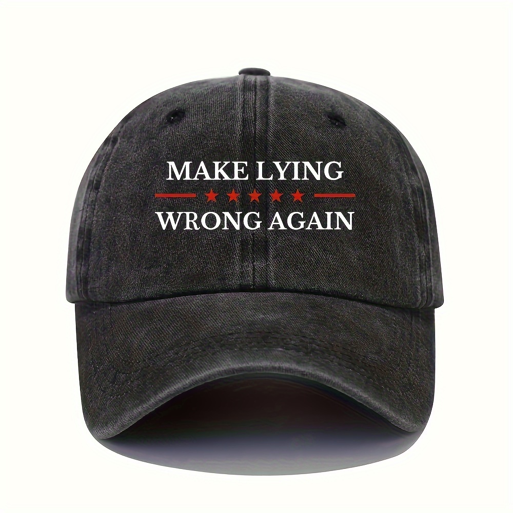 

Make Lying Wrong Again" Vintage Washed Cotton Baseball Cap - Stylish Hippie Curved Brim, Casual Outdoor Sports Hat For Men Hats For Men Snapback Vintage Hat