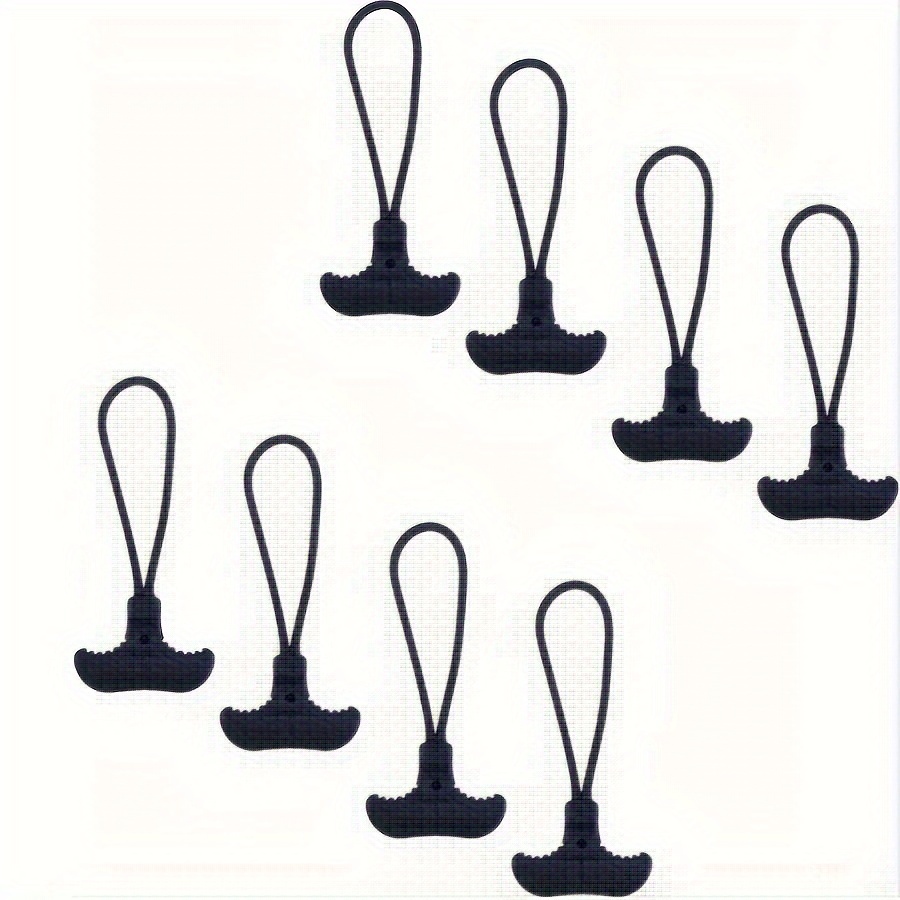 Set Of 8 Heavy-duty T-shaped Zipper Pull Extensions Suitable Bags, Backpacks, Handbags, And Travel Cases (black)