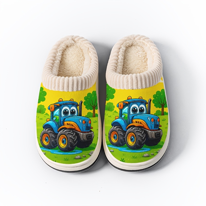 TEMU Kids Printed Indoor Slippers For Boys And Girls, Cozy Plush-lined Shoes, Lightweight Bedroom Slippers For Home And, Cute Gift For Children And