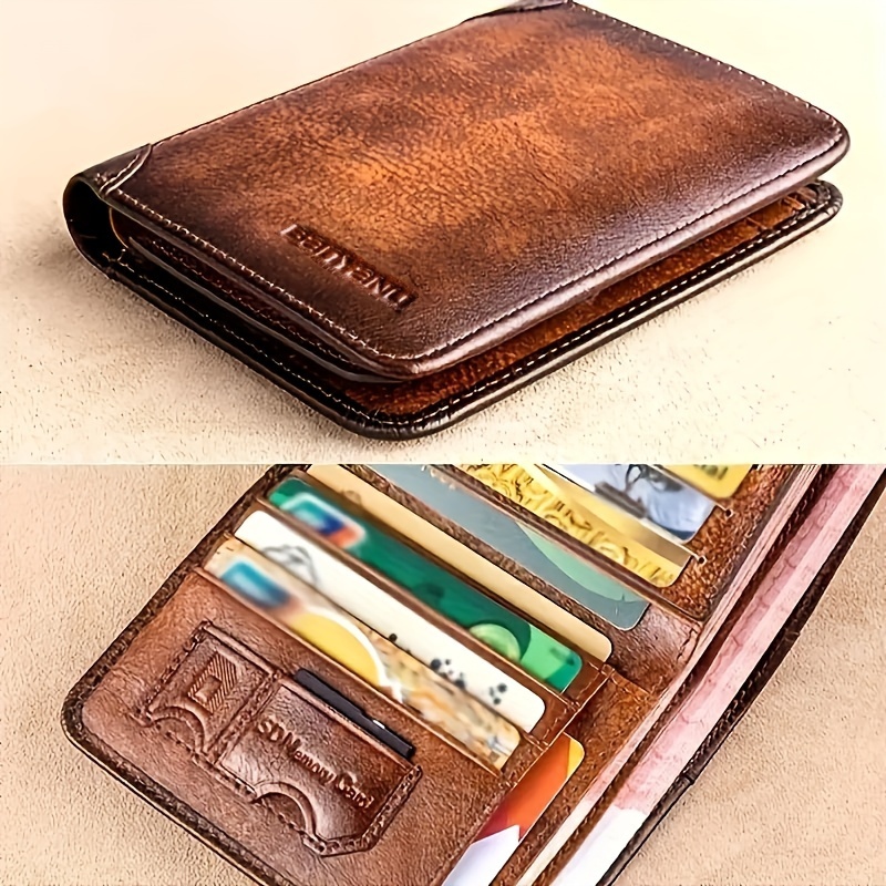 

1pc Men's Cowhide Solid Color Ultra-thin Multi-card Slots Short Wallet