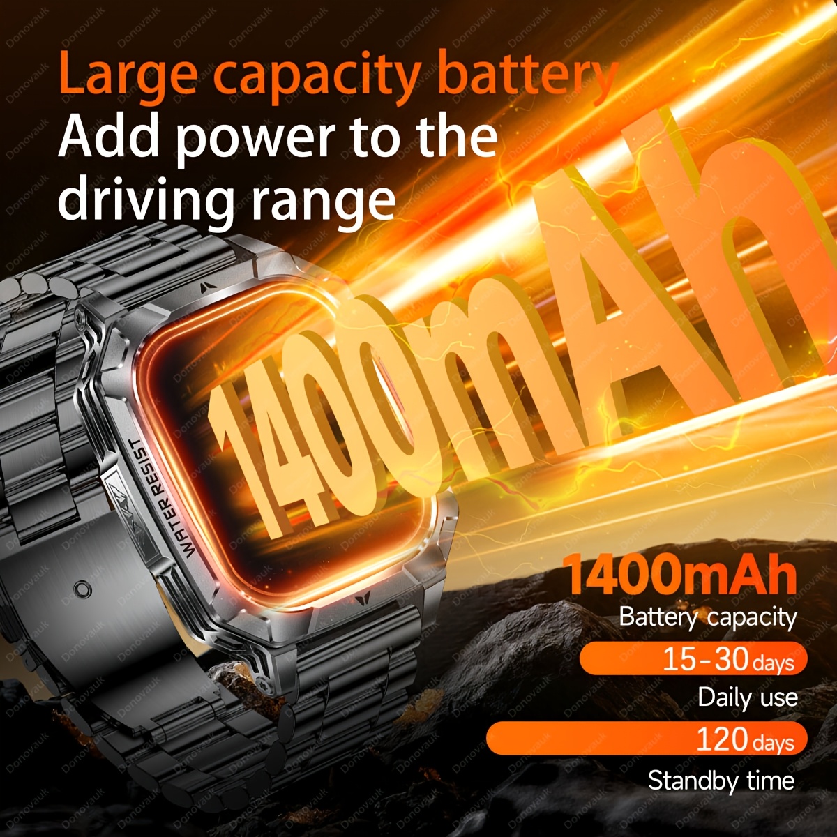 Smartwatch voor heren 2026, 2,01-inch HD-scherm, 1400mAh batterij met grote capaciteit, 120 dagen lange stand-bytijd, buitensporthorloge, draadloos bellen, LED-zaklamp, 200+ wijzerplaatontwerpen, stemassistent, herenhorloge, 120+ sportmodi, horloge voor fitnesstracking, kerst-, halloween-