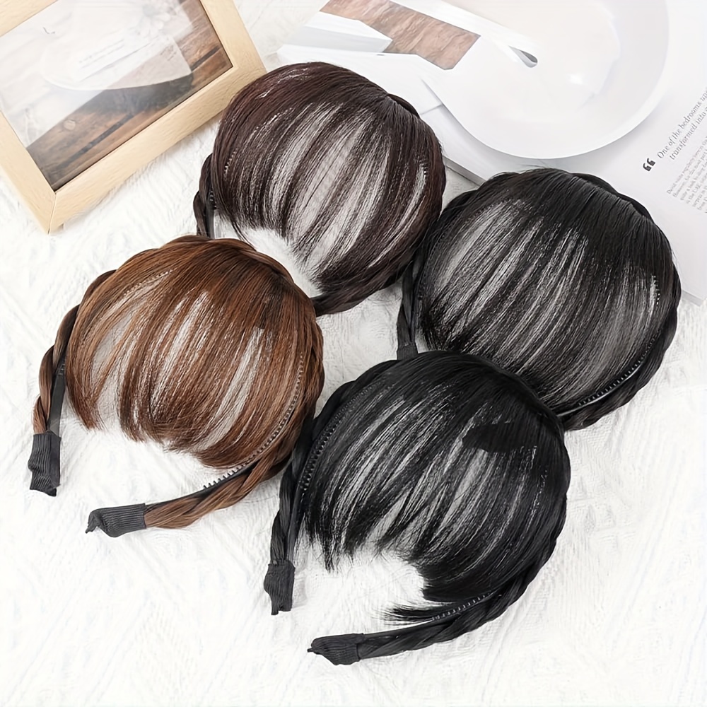 elegant braided headband with bangs for women   extension accessory   casual attire details 6