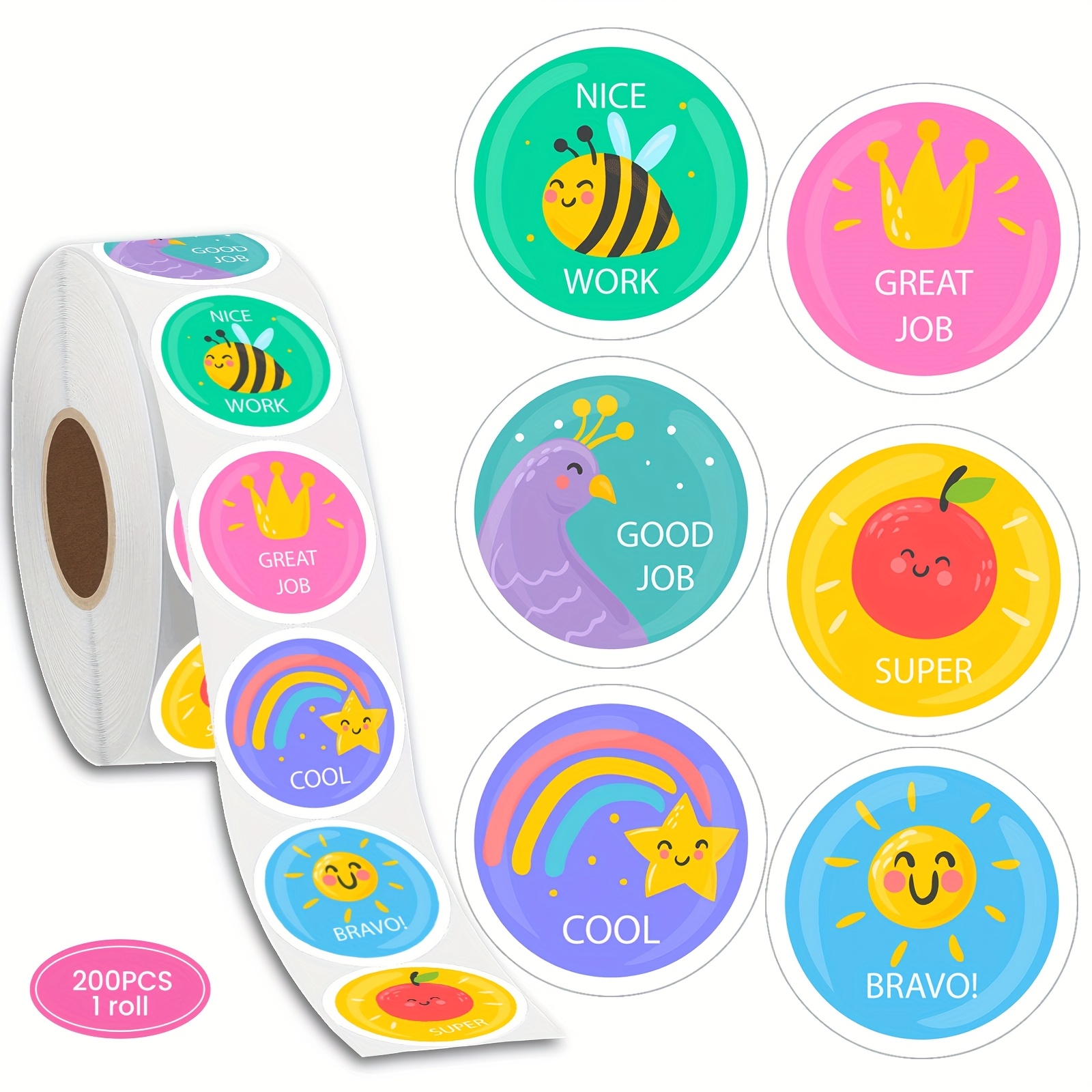 TEMU 200pcs Round Teacher Encouragement Stickers School Classroom Stickers Affirmation Stickers Reward Stickers Student Teacher School Stickers