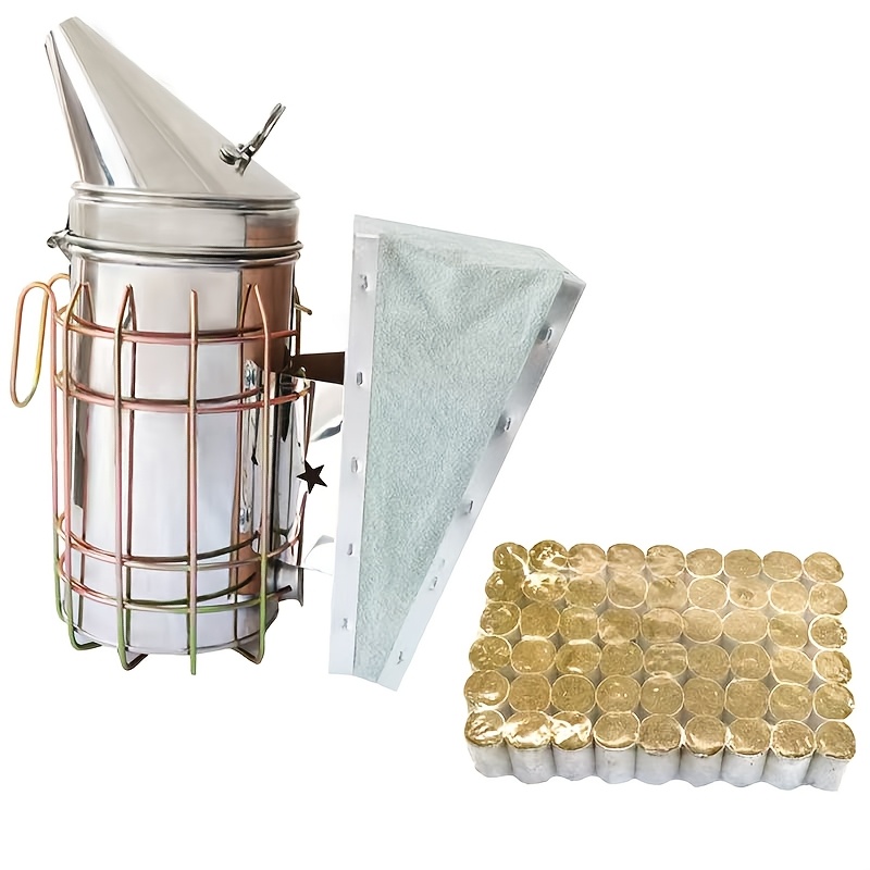 E-shop Imkereibedarf Set, Bienenstock Raucher Edelstahl mit 54 Stück Raucher Pellets, Imkereiausrüstung