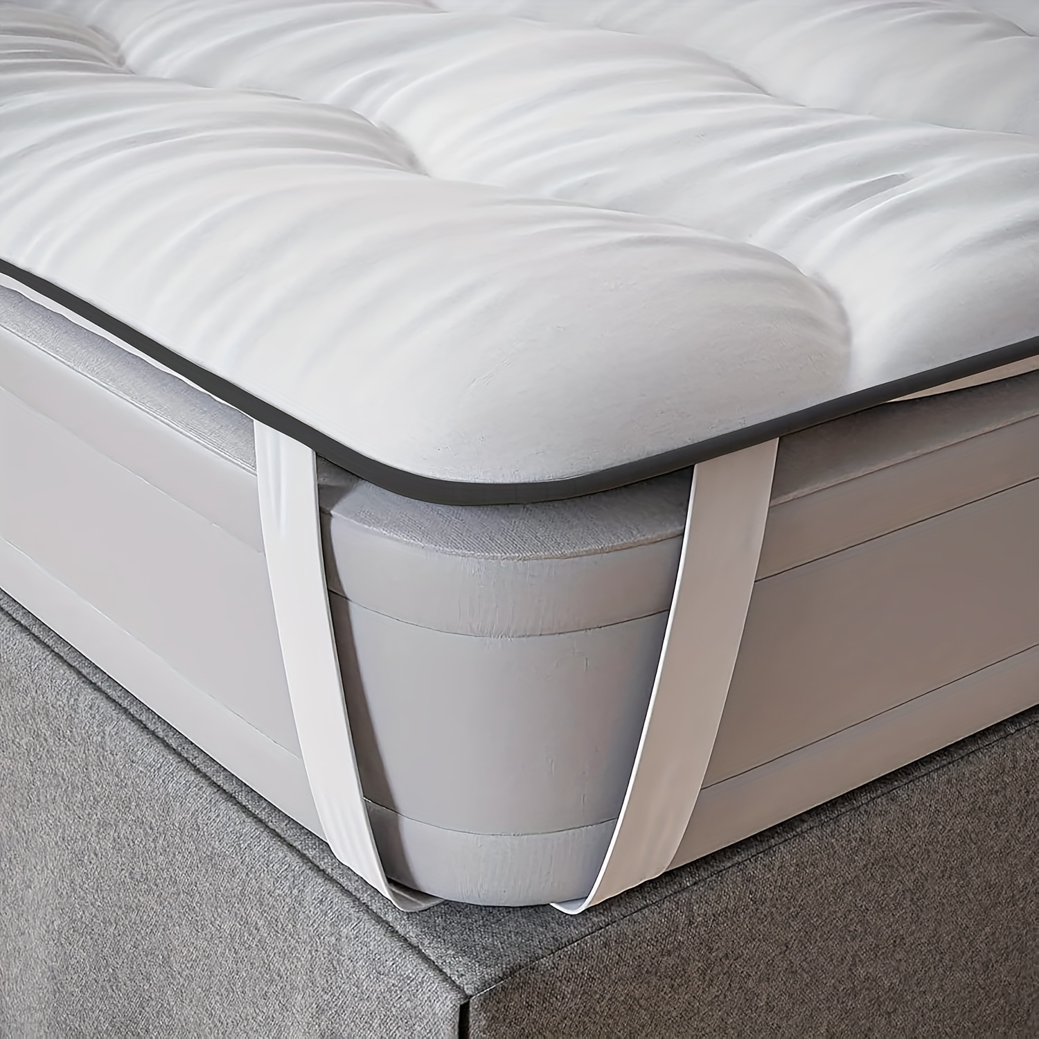 Image of Mattress Topper, , Breathable & Comfortable For , Machine Washable, With Strong Elastic Bands, Microfiber Filling & Microfiber Cover.