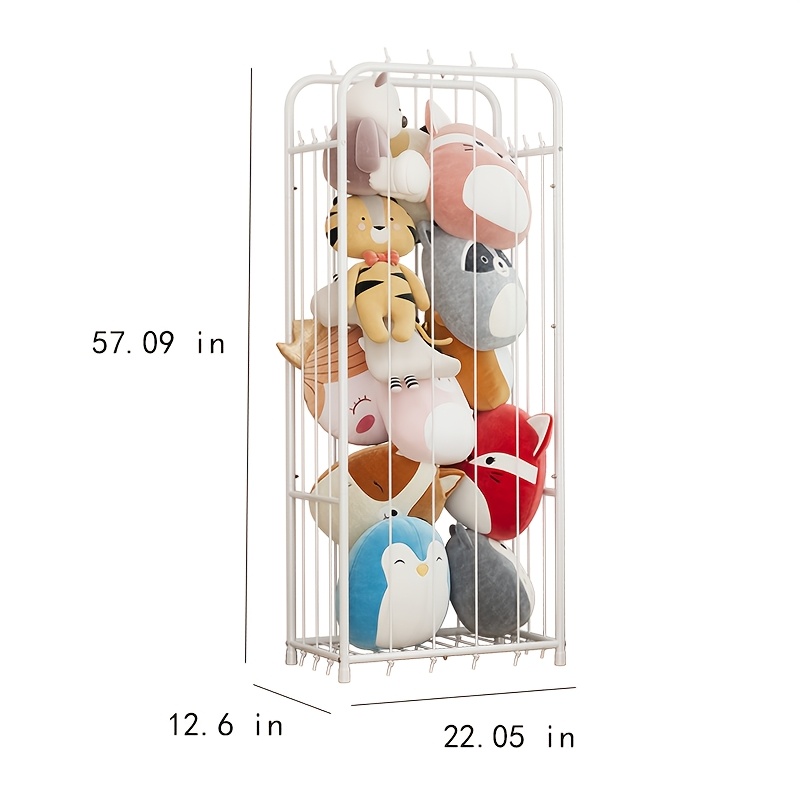 Stuffed Animal Organizer Corner Shelf- Vertical Zoo Storage With Elastic Bands, Metal Frame& Saver, Shelf Baskets