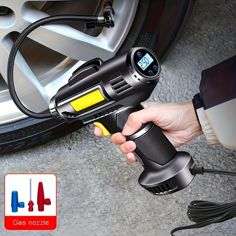 120w portable car air compressor wired wireless handheld car inflatable pump electric automobiles tire inflator with led light for car   model more convenient
