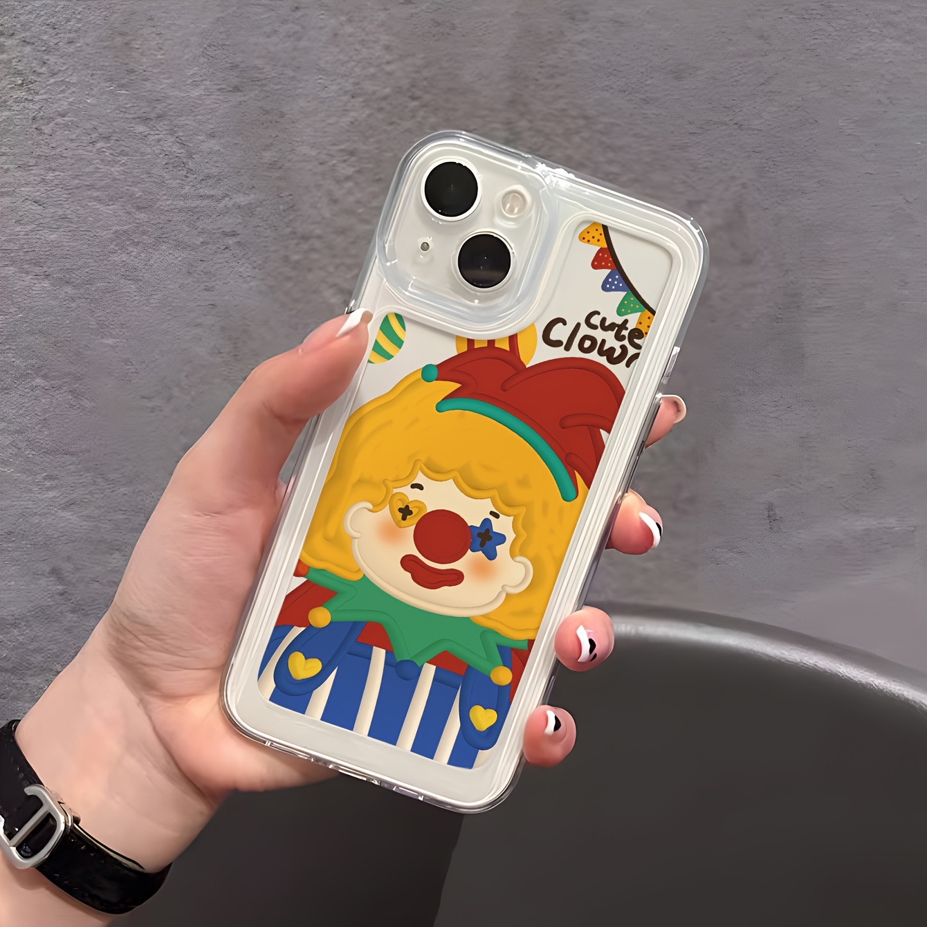 adorable hand drawn clown transparent phone case 15 - Temu Norway