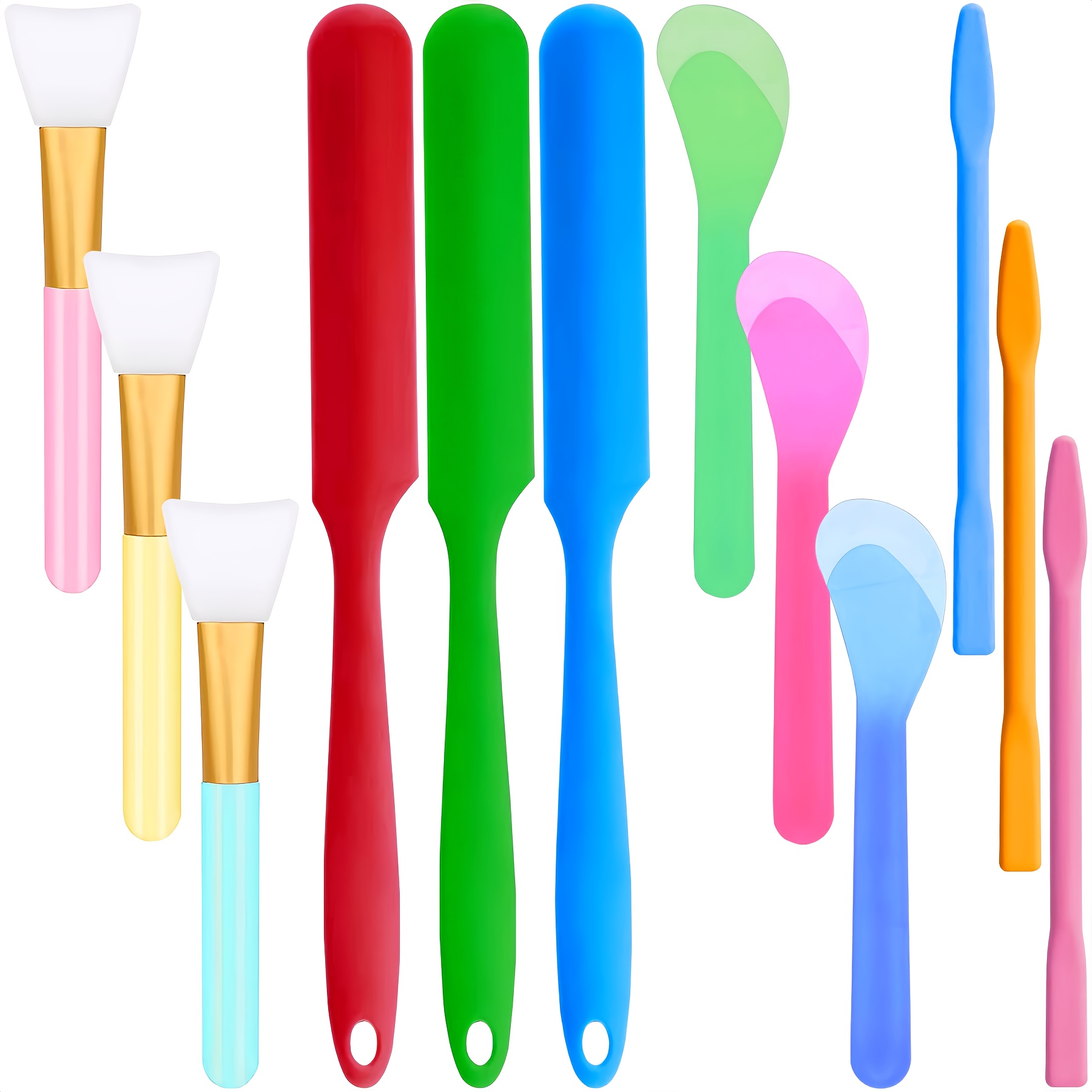 E-shop 12er Set Silikon Rührstäbe, Harz Pinsel, Silikon Rührwerkzeug, Farbige Bastelwerkzeuge, Silikon Rührstab, Rührschlitzlöffel für Epoxidharz