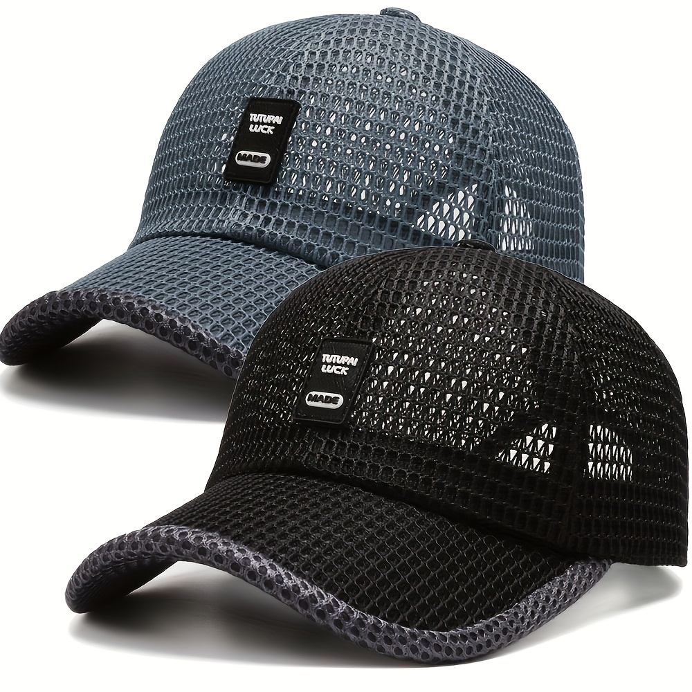 E-shop 2 Stk. Unisex schnelltrocknende Mesh-Baseballkappe – atmungsaktive, verstellbare Sommer-Sonnenhut mit großem Schirm, geeignet für