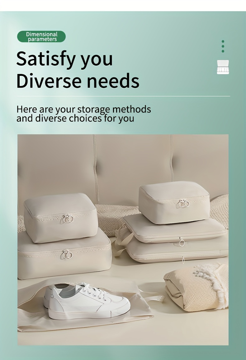 6 件套旅行收纳盒，简约风格的小袋，带拉链的可清洗包装立方体，用于行李管理 详情 6