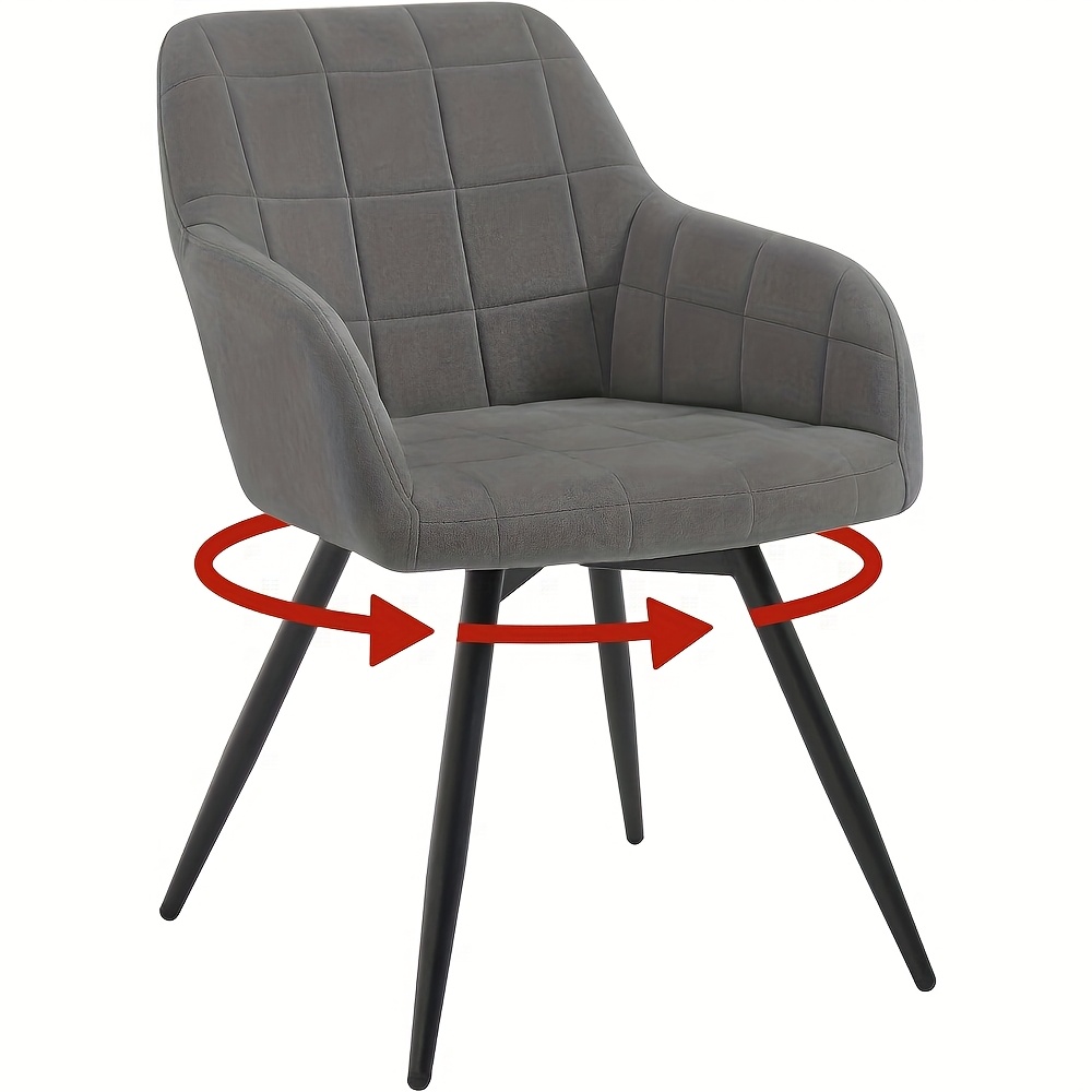 Image of 1pc A Dining Chair, A Swivel Design, Made Of Velvet, Ergonomic For The Kitchen, Featuring Metal Legs, With A Backrest And Armrests Suitable For The Kitchen, Living Room, Or Balcony
