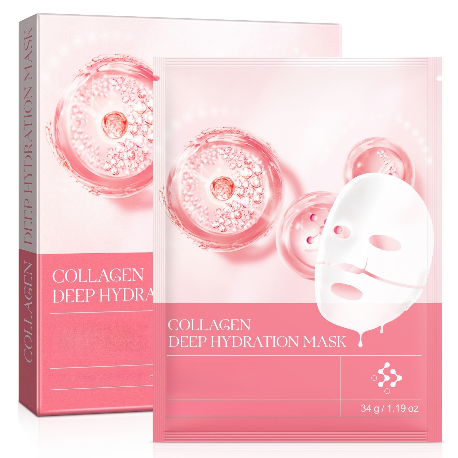 TEMU 8pcs Collagen Facial Masks, 2 Boxes, 4pcs Per Box, Rich In Hyaluronic Acid, Hydrating , Nourishes The Skin, Making The And . Ideal For Daily