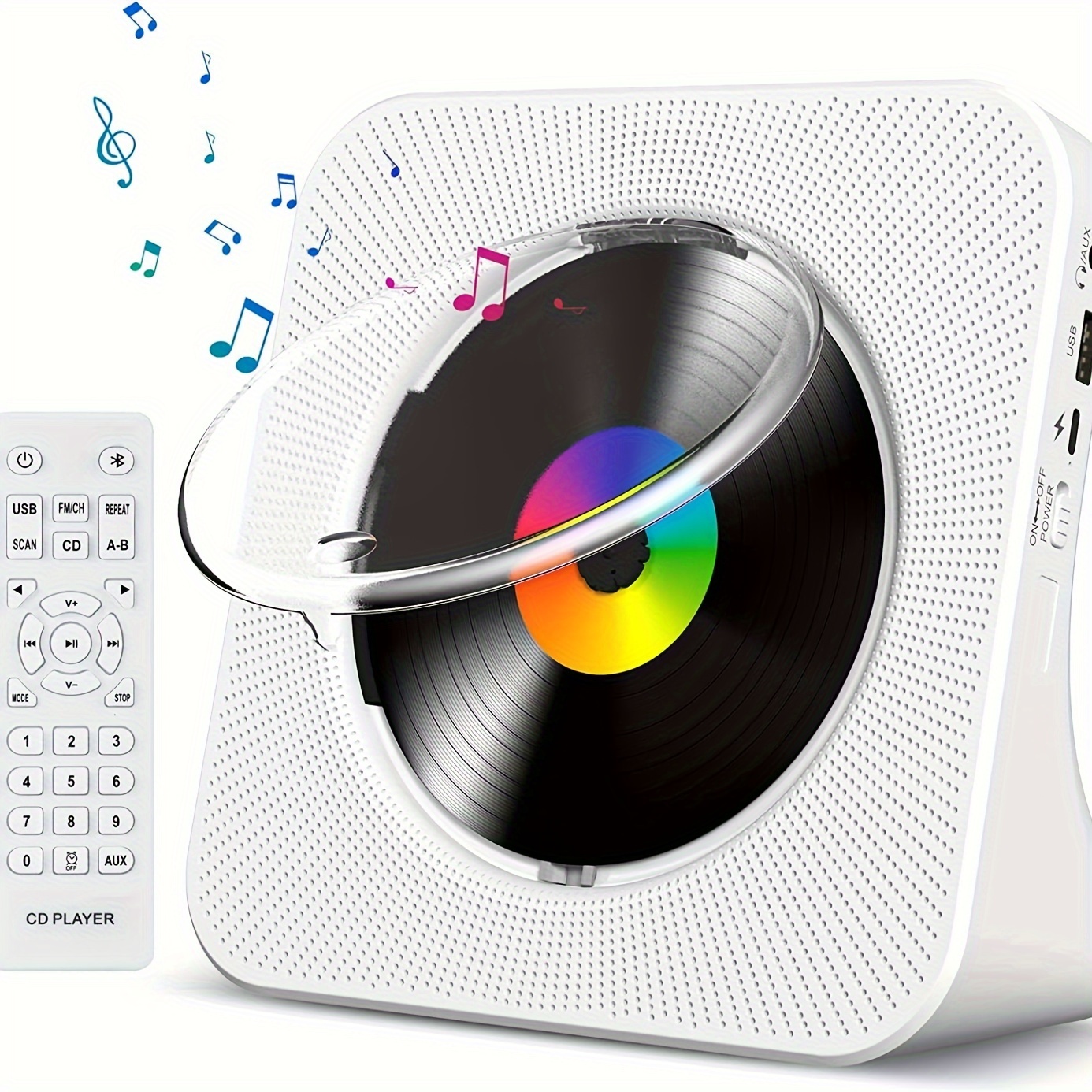 Wielofunkcyjny wzmacniacz CD, stereo z dwoma głośnikami, odtwarzanie USB, radio FM, pilot zdalnego sterowania, stereofoniczne gniazdo słuchawkowe, funkcja powtarzania A-B. Odtwarzacz CD DJ na jedną płytę