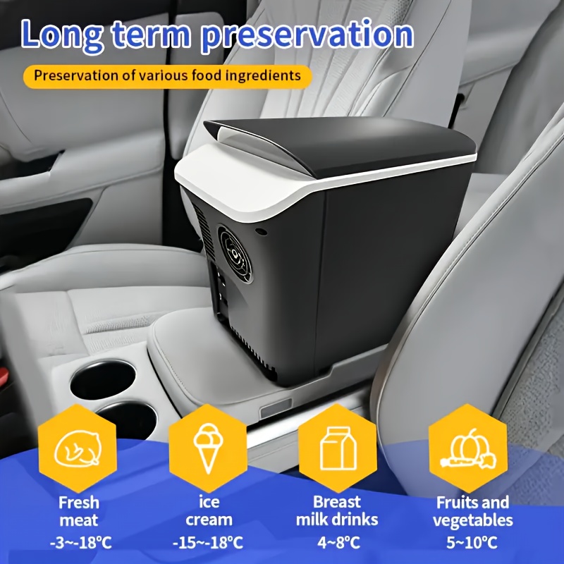 [Portable Car Fridge] Portable 12V Car Refrigerator | 1 Door Mini Fridge for Outdoor, Camping, RV, Truck - Black, 1-10L Capacity, Semiconductor Technology, Durable Construction